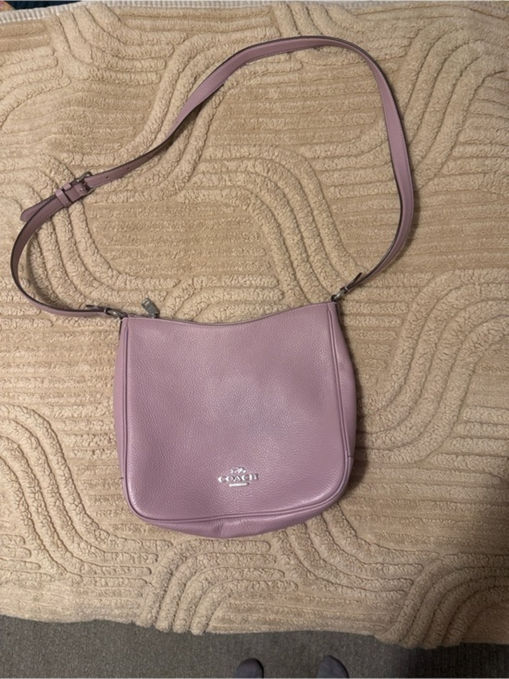 Coach Mia Pebbled Leather Shoulder Bag Crossbody Lilac Purple F28966